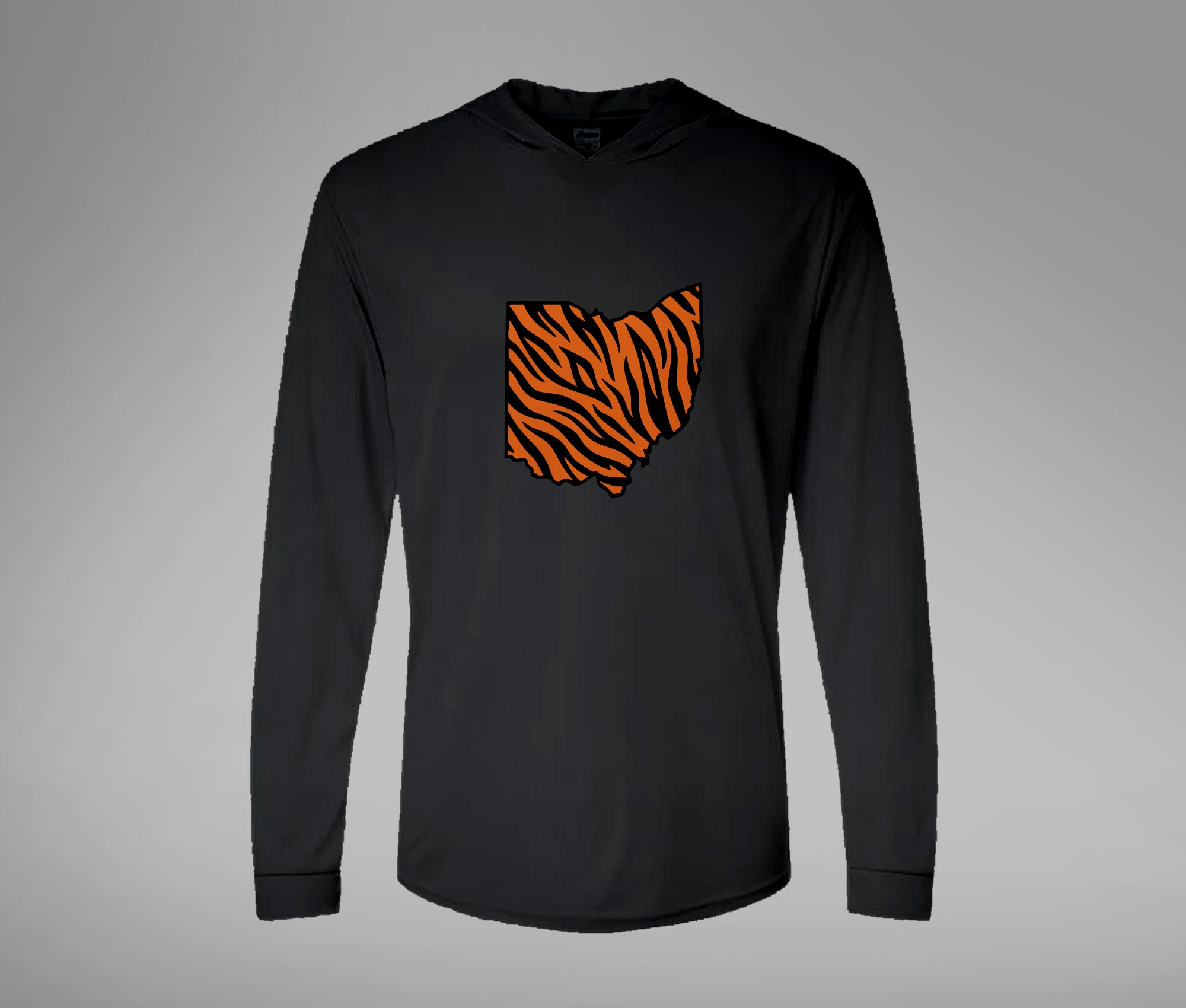 Striped Ohio Hooded Performance Long Sleeve Tee