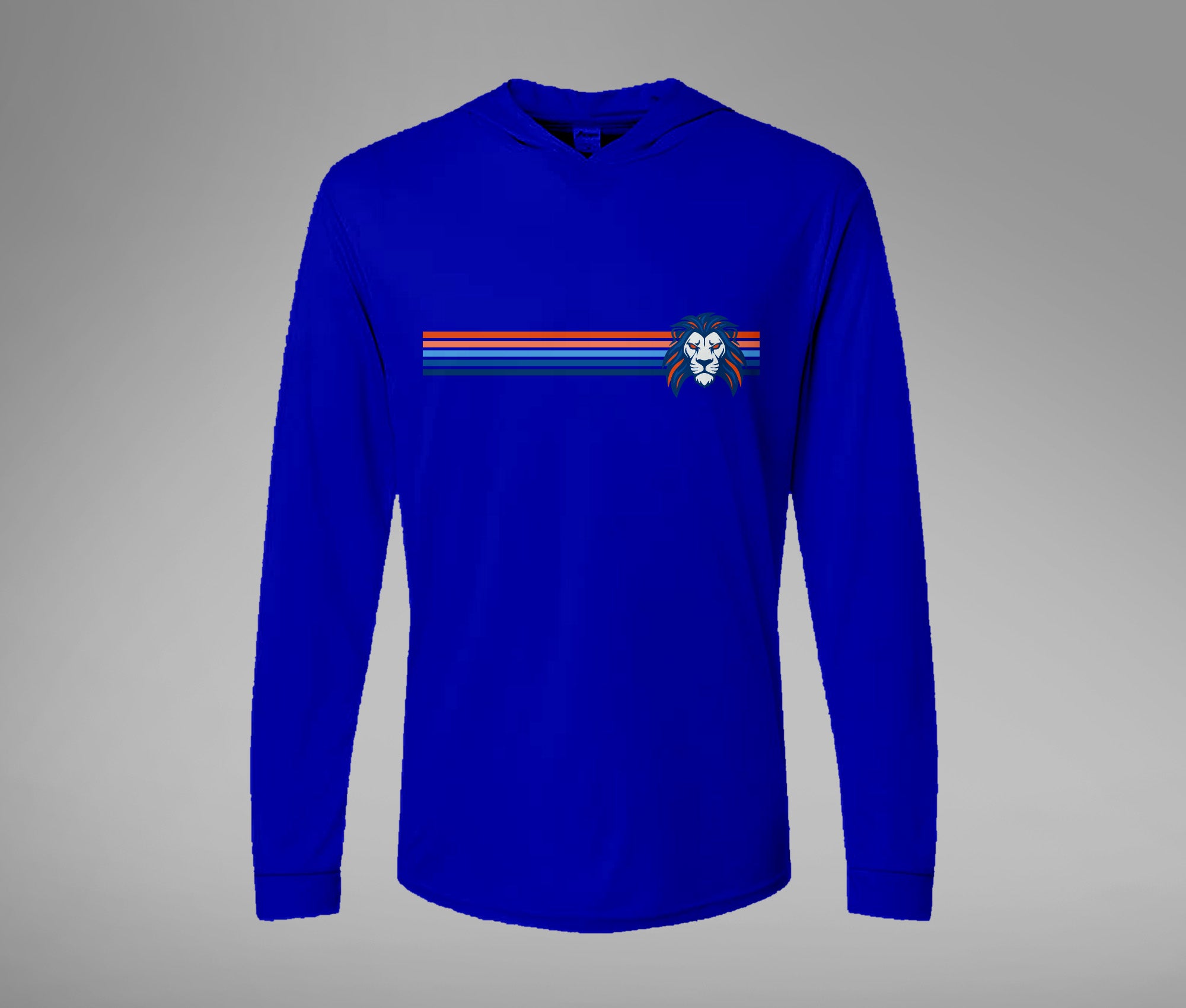Striped Lion Hooded Performance Long Sleeve Tee