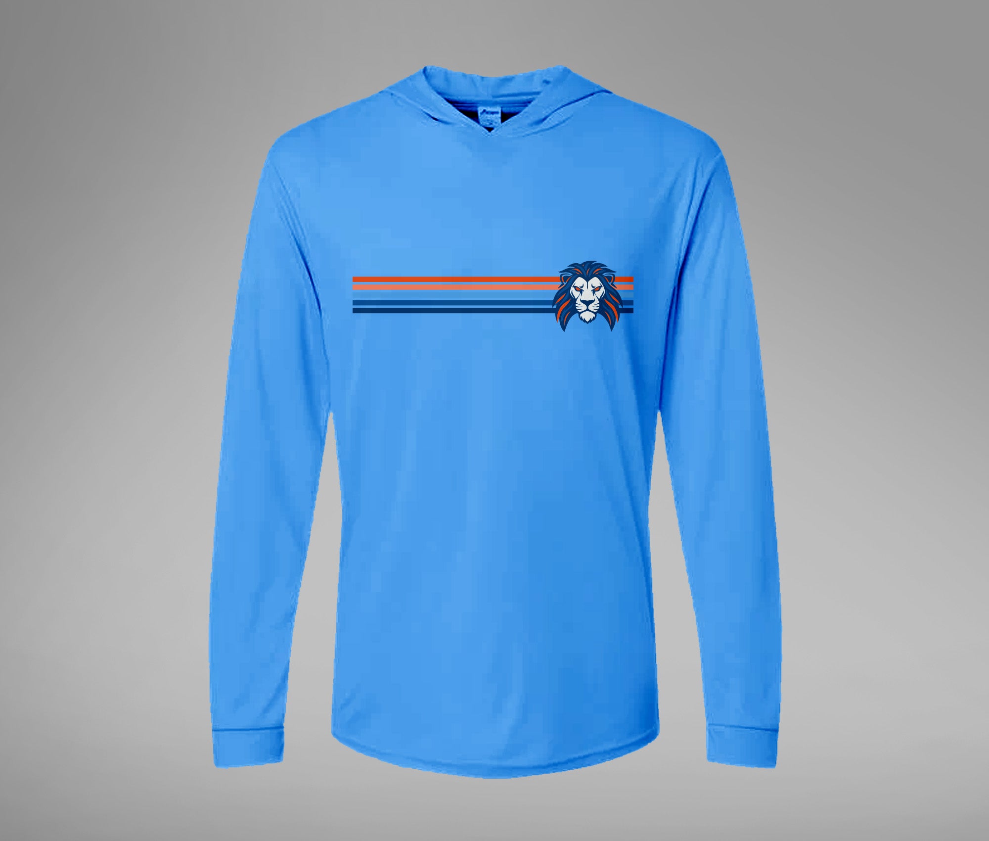 Striped Lion Hooded Performance Long Sleeve Tee