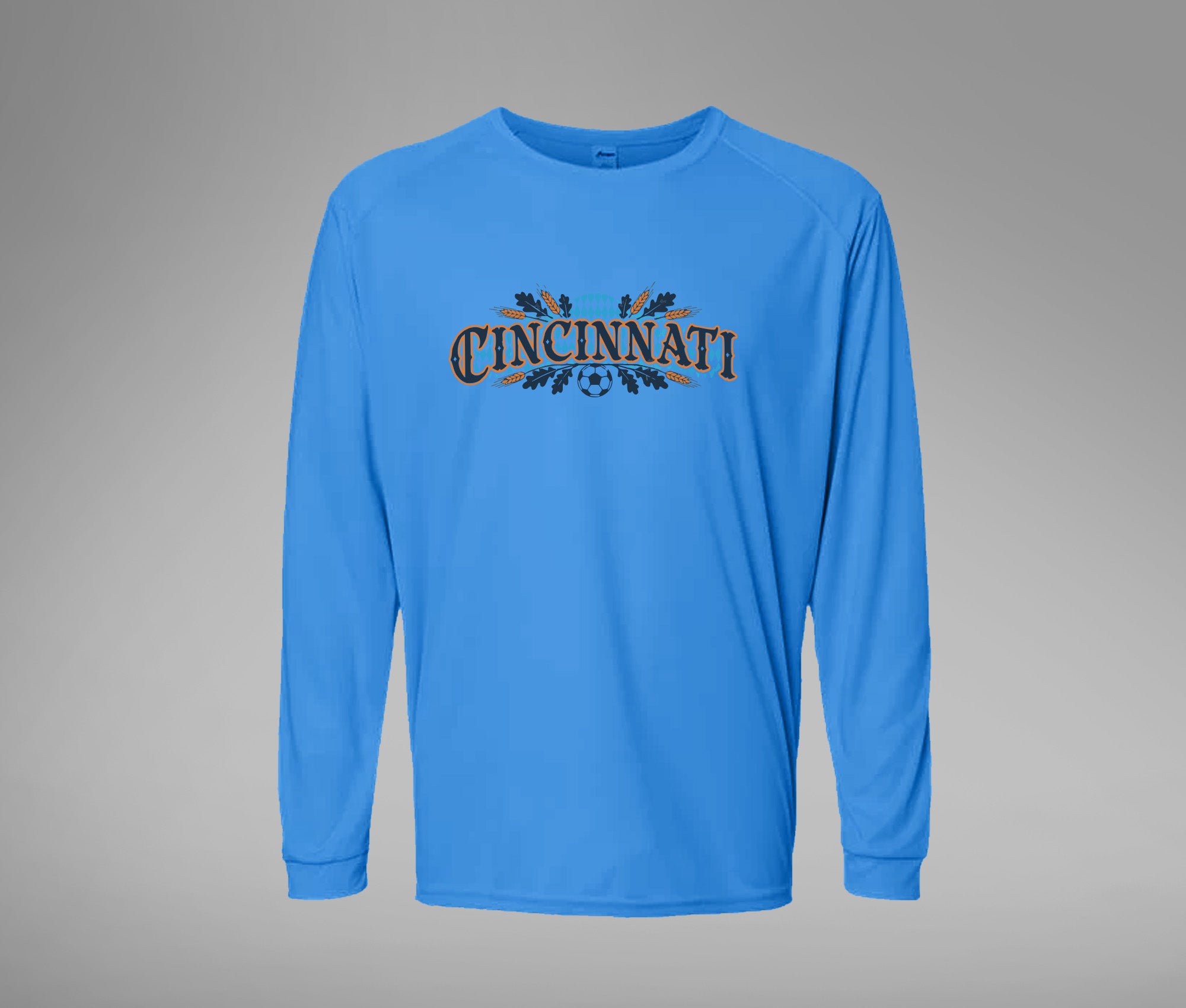 Orange and Blue Cincy Performance Long Sleeve