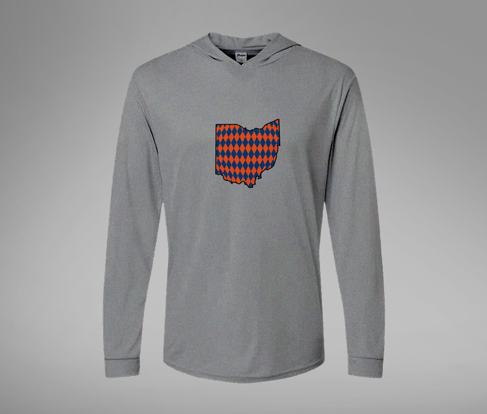 Orange and Blue Ohio Hooded Performance Long Sleeve Tee