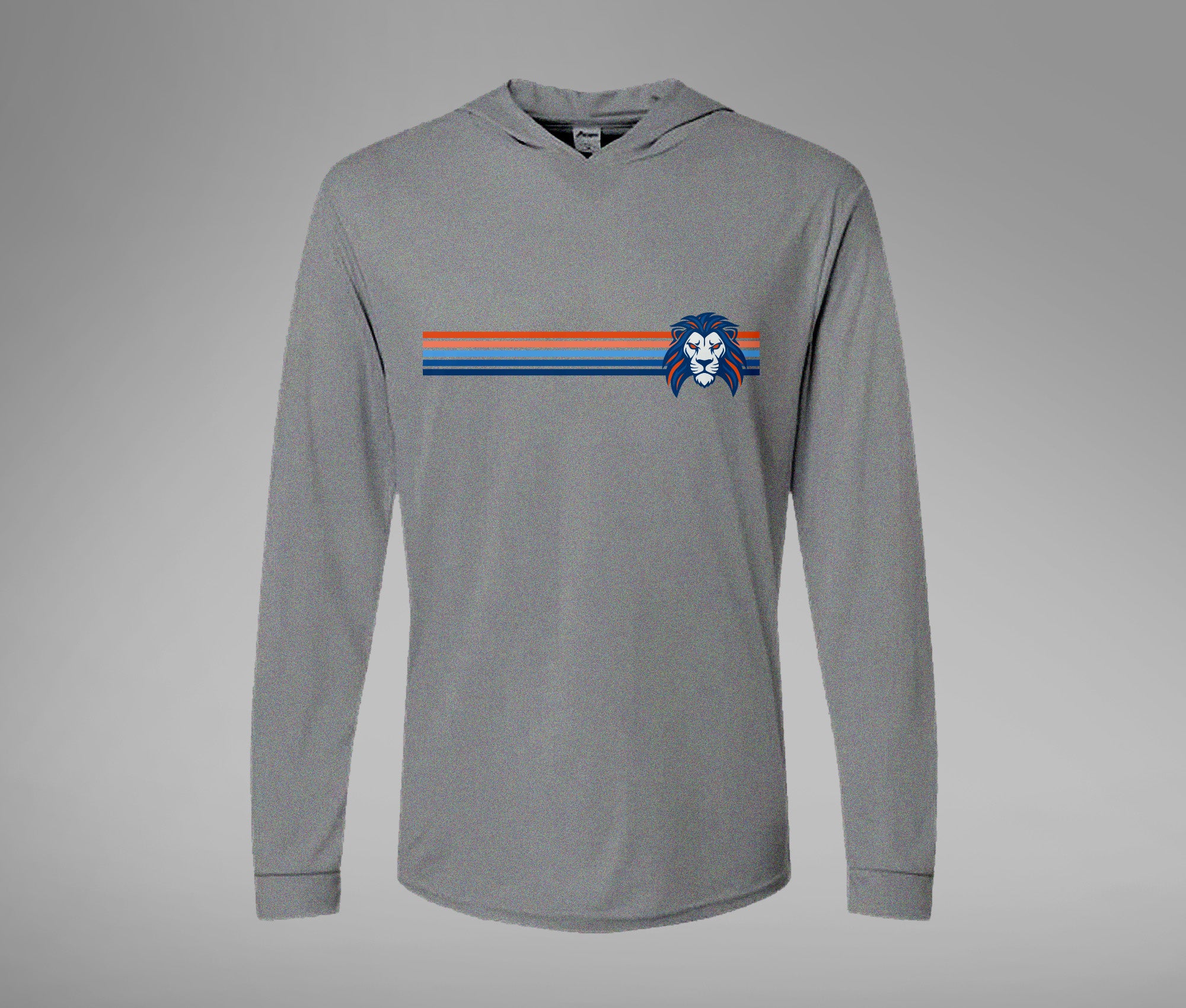 Striped Lion Hooded Performance Long Sleeve Tee