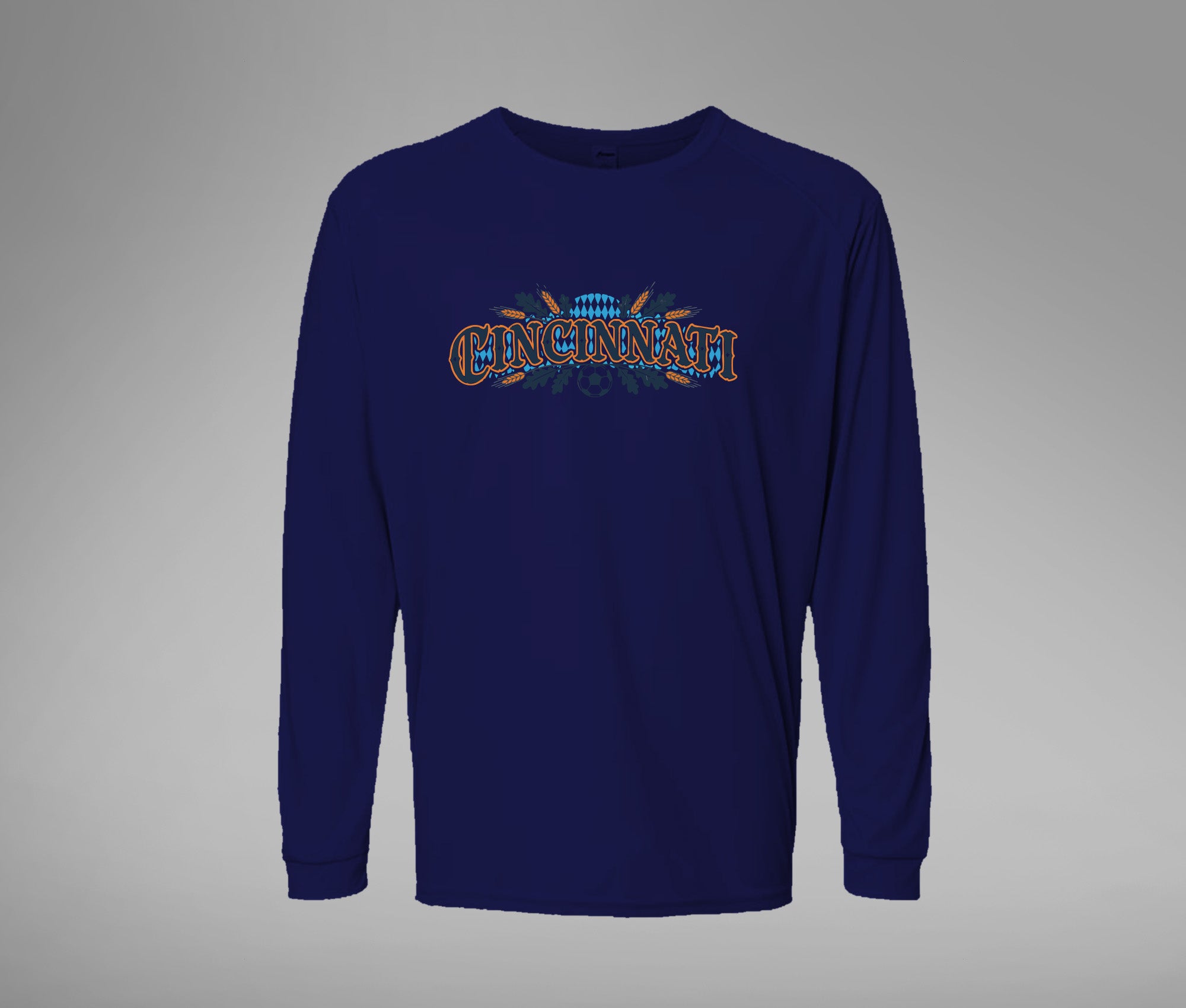 Orange and Blue Cincy Performance Long Sleeve