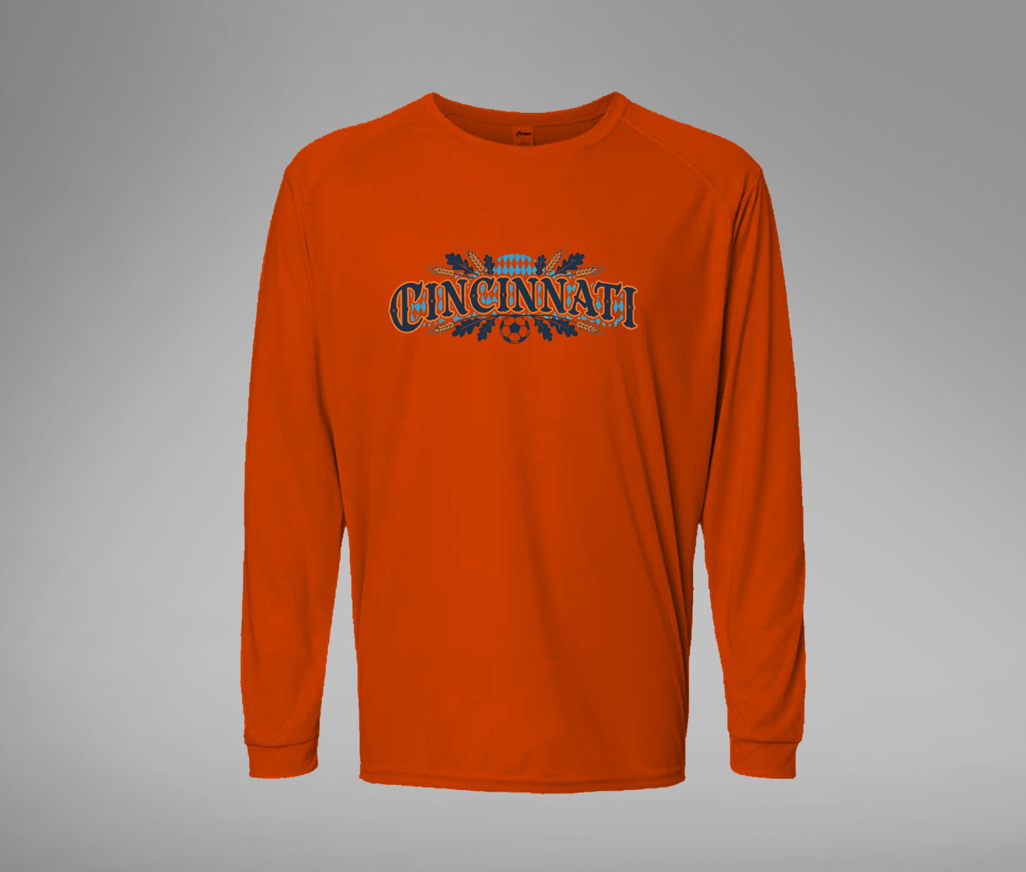 Orange and Blue Cincy Performance Long Sleeve