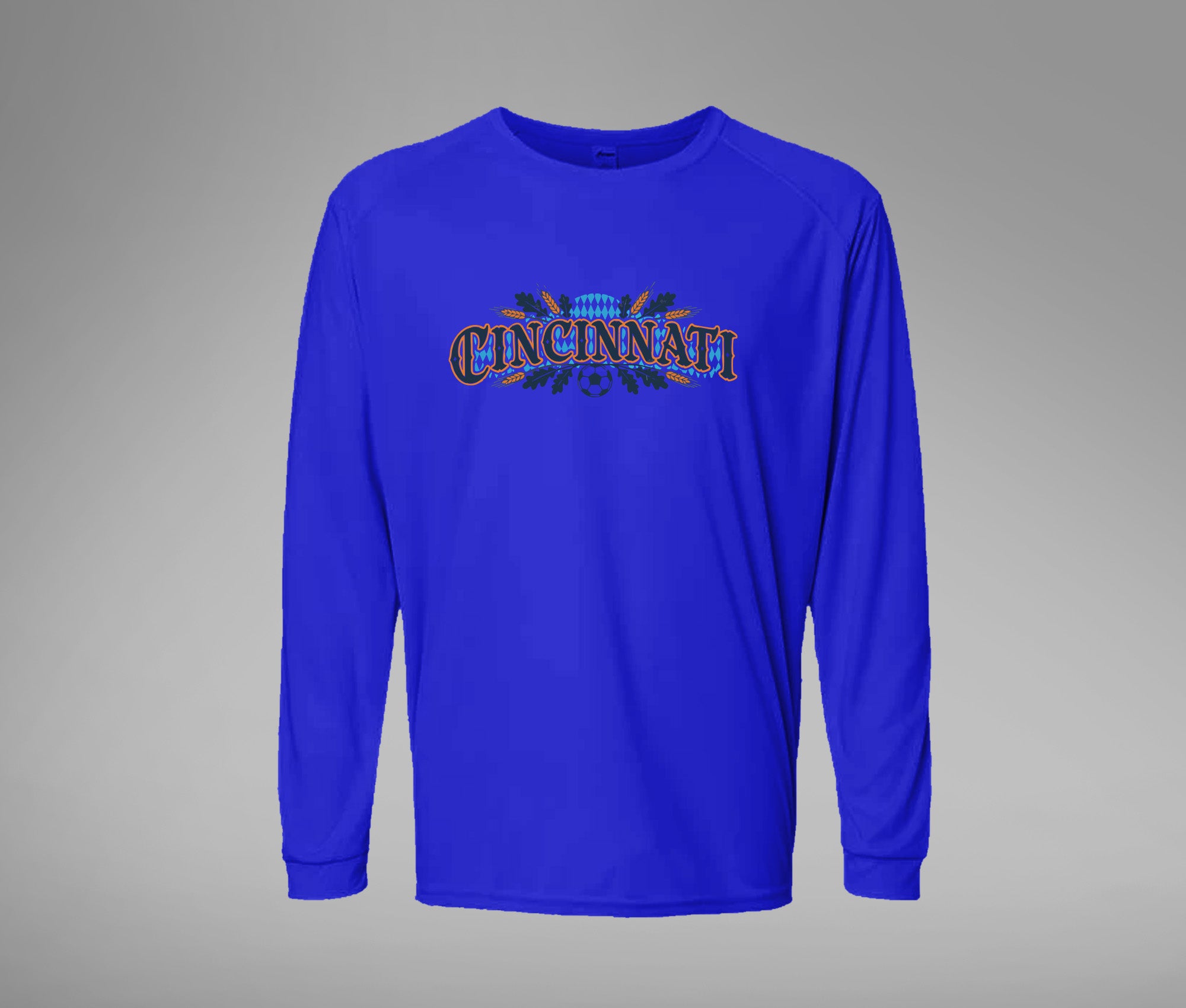 Orange and Blue Cincy Performance Long Sleeve