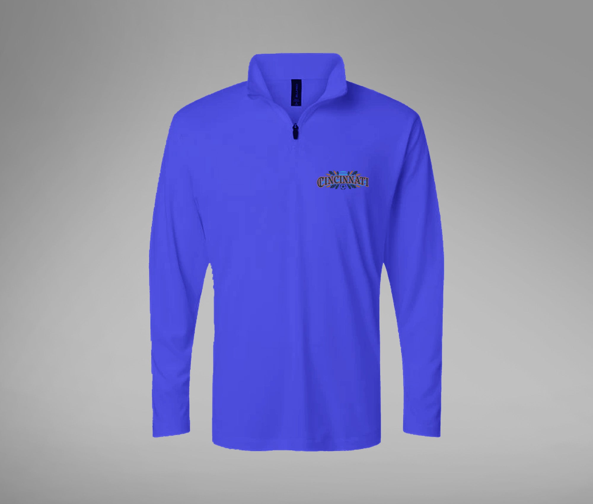Orange and Blue Cincy Performance Quarter Zip