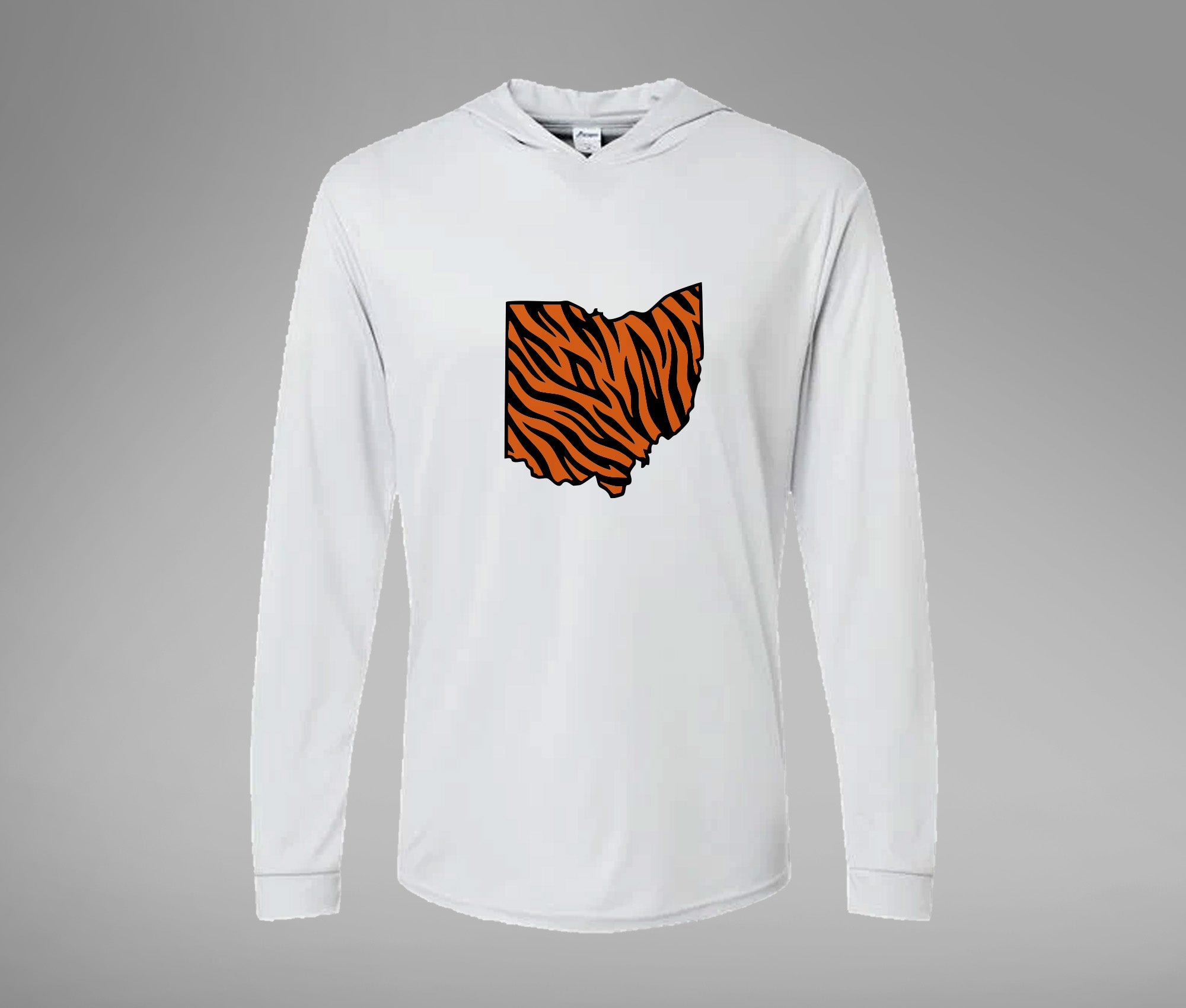 Striped Ohio Hooded Performance Long Sleeve Tee