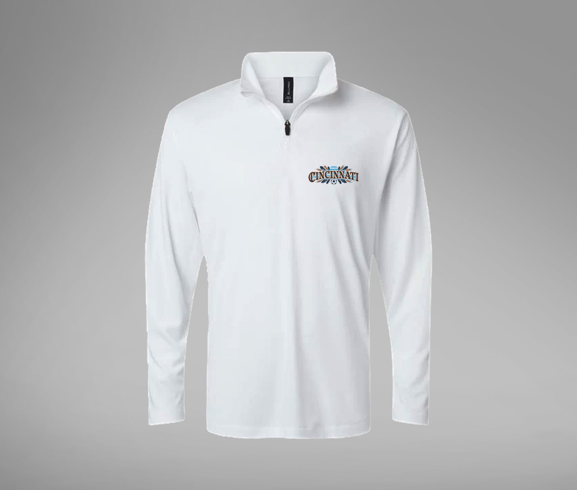 Orange and Blue Cincy Performance Quarter Zip