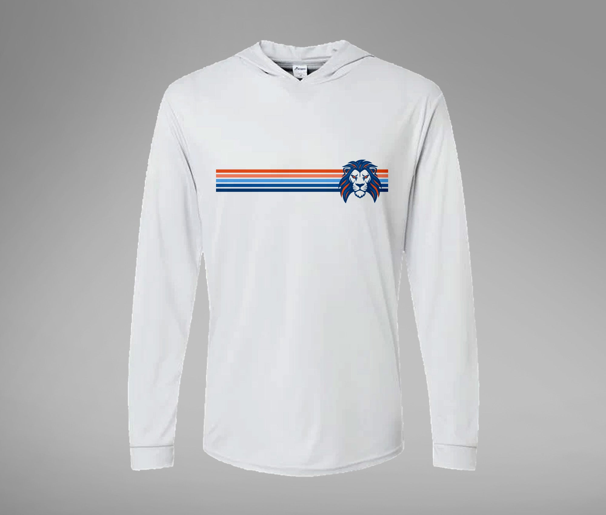 Striped Lion Hooded Performance Long Sleeve Tee